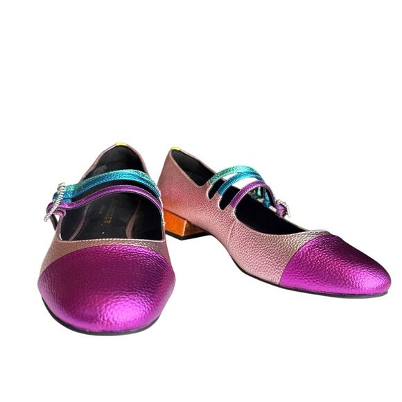 Kurt Geiger London Pierra Mary Janes in Metallic Color Block Size 40.5/ US 9.5 - Picture 1 of 8